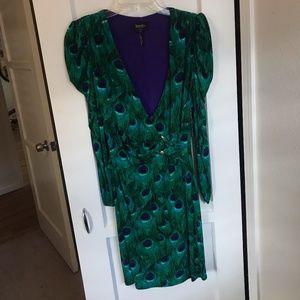V neck peacock dress